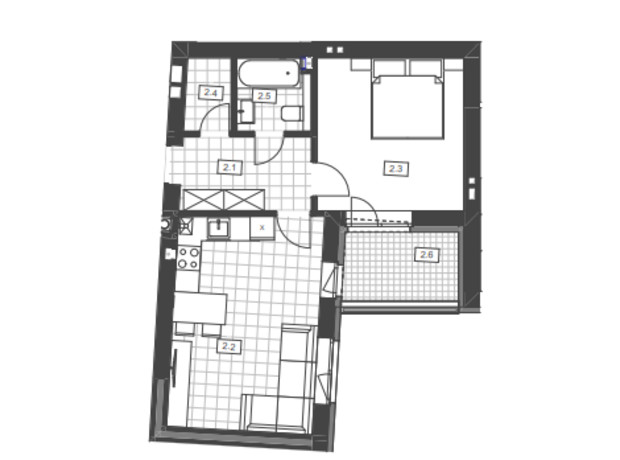 ЖК Святой Николай: планировка 1-комнатной квартиры 46.6 м²