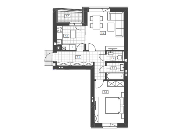 ЖК Святий Миколай: планування 2-кімнатної квартири 55.2 м²