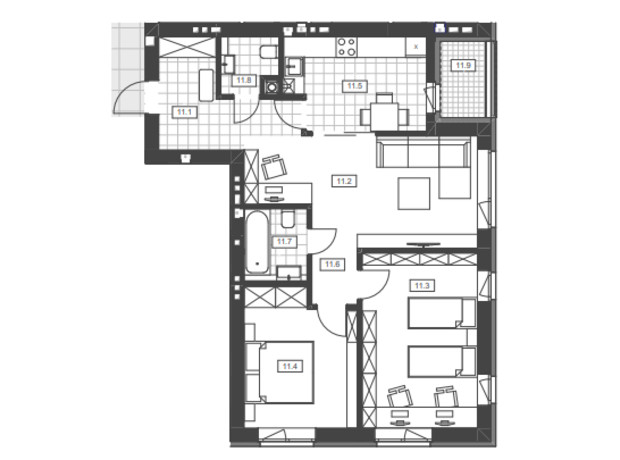 ЖК Святой Николай: планировка 3-комнатной квартиры 76.9 м²