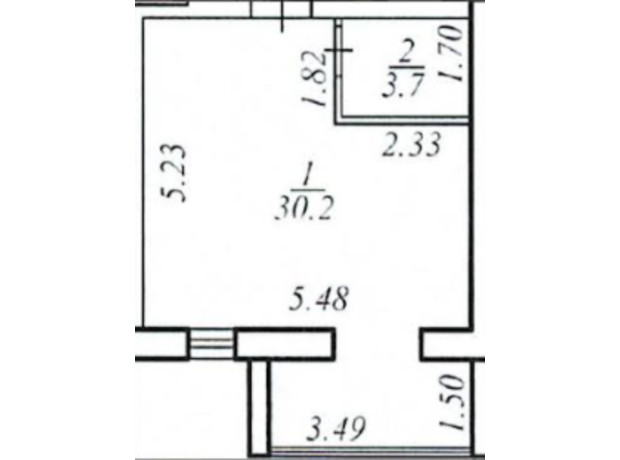 КД Березинский: планировка 1-комнатной квартиры 34 м²