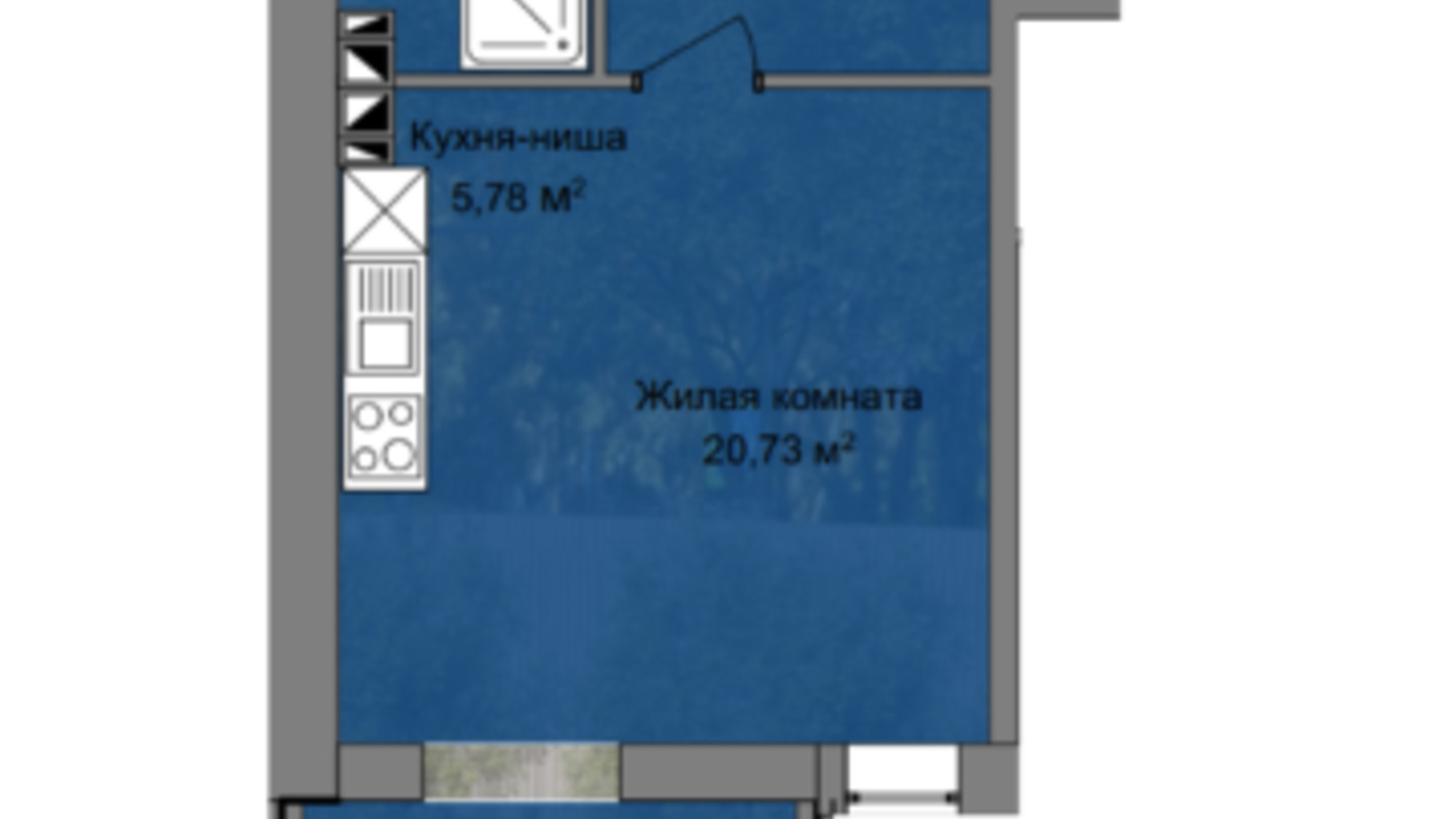 Планировка 1-комнатной квартиры в КД Березинский 40.9 м², фото 355815