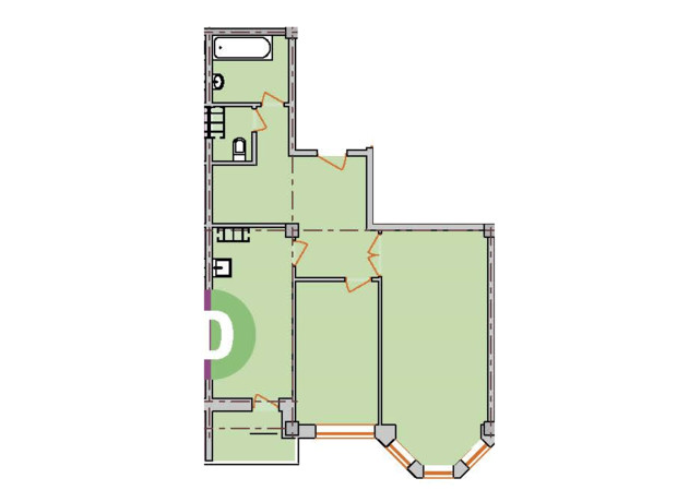 ЖК Новый город: планировка 2-комнатной квартиры 66.57 м²