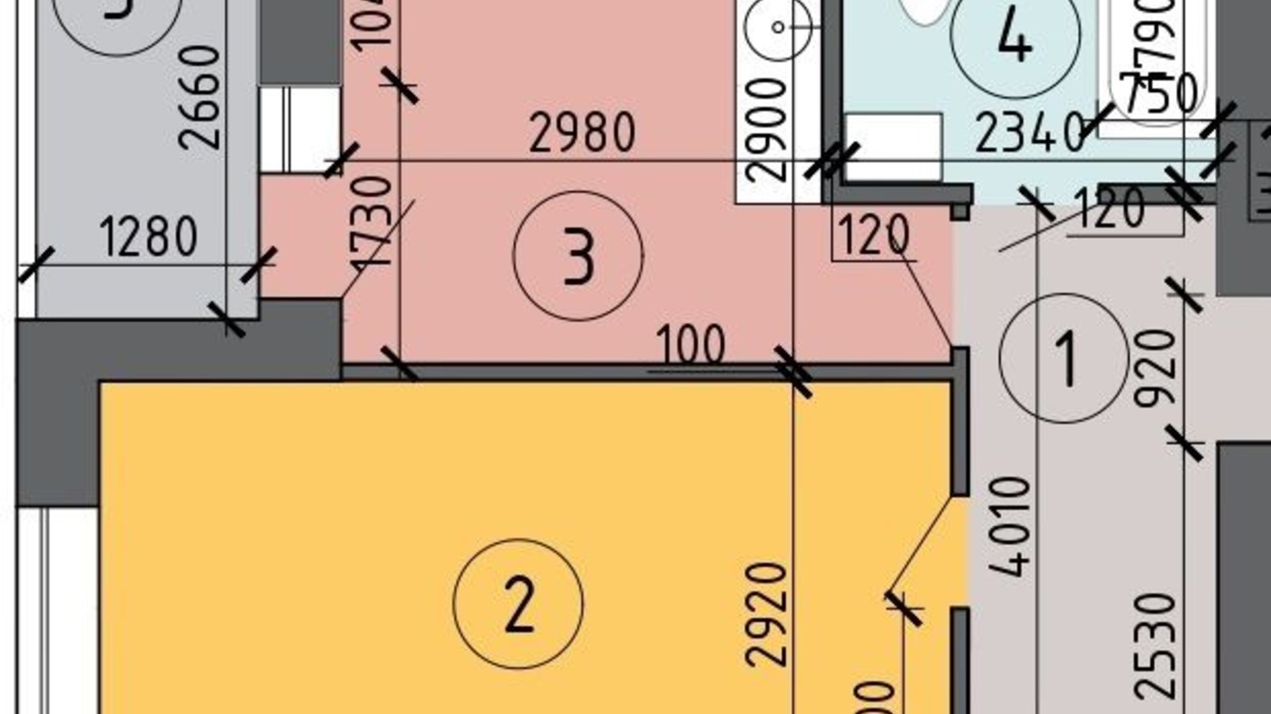 Планування 1-кімнатної квартири в ЖК PetrovSky 36.8 м², фото 356017