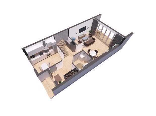 Таунхаус Айленд: планування 2-кімнатної квартири 109 м²