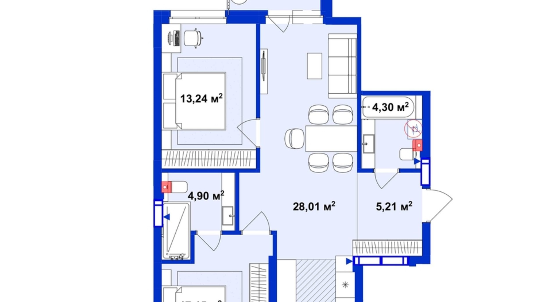 Планування 2-кімнатної квартири в ЖК Utlandia 2 78.18 м², фото 356344