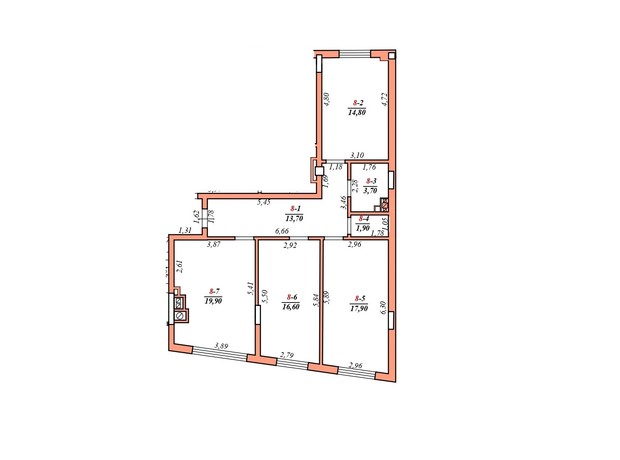ЖК Centr: планировка 3-комнатной квартиры 95 м²