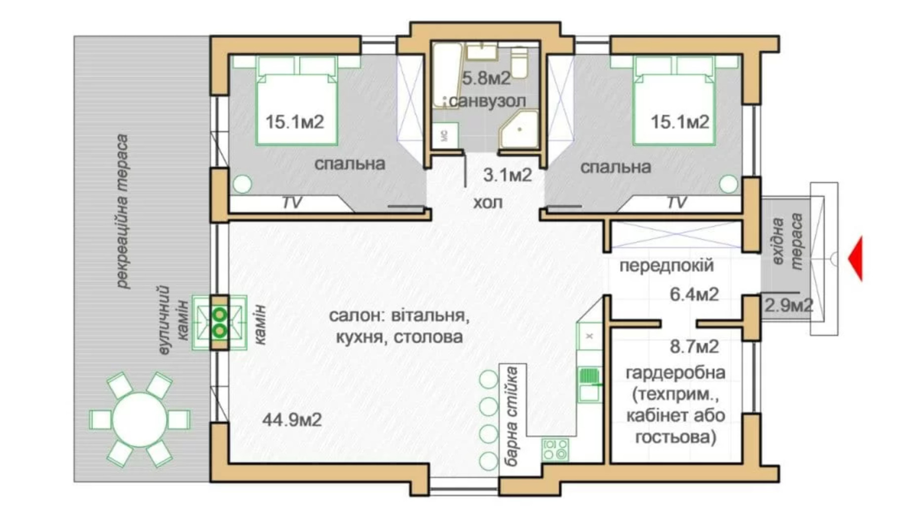 Планировка коттеджа в КГ Oklahoma Cottage Town 102 м², фото 356656