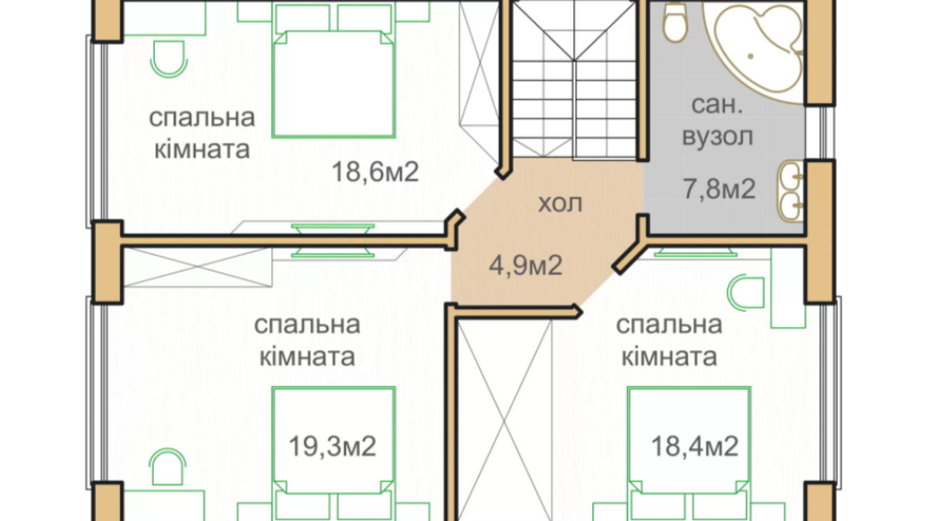 Планировка коттеджа в КГ Oklahoma Cottage Town 152 м², фото 356769