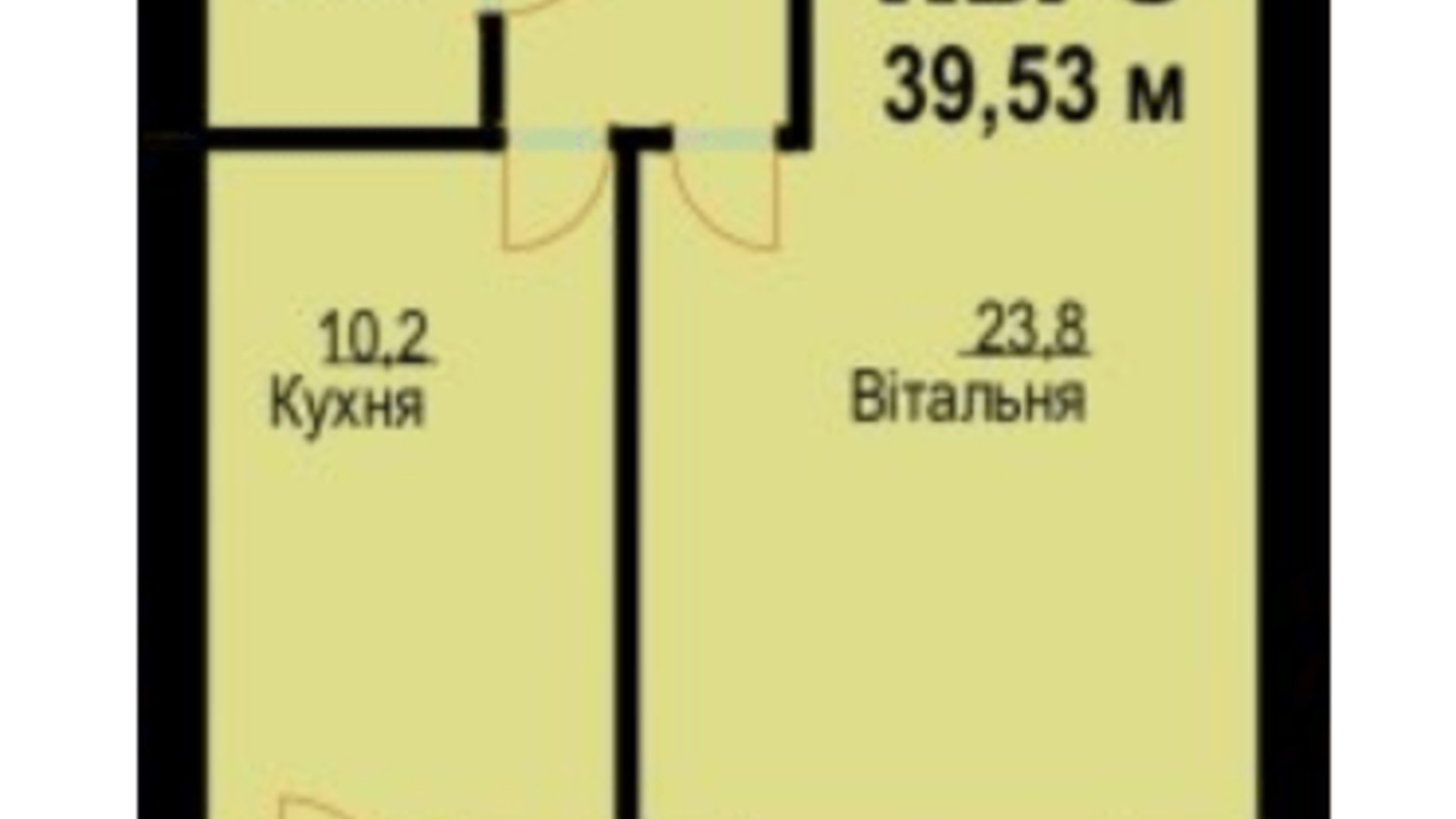 Планування 1-кімнатної квартири в ЖК вул. Молодіжна, 26 39.53 м², фото 357011