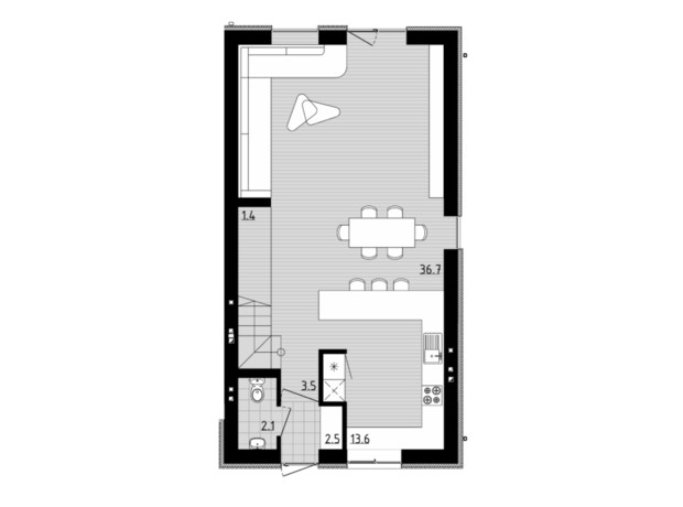 Таунхаус Soul House: планировка 3-комнатной квартиры 124.7 м²