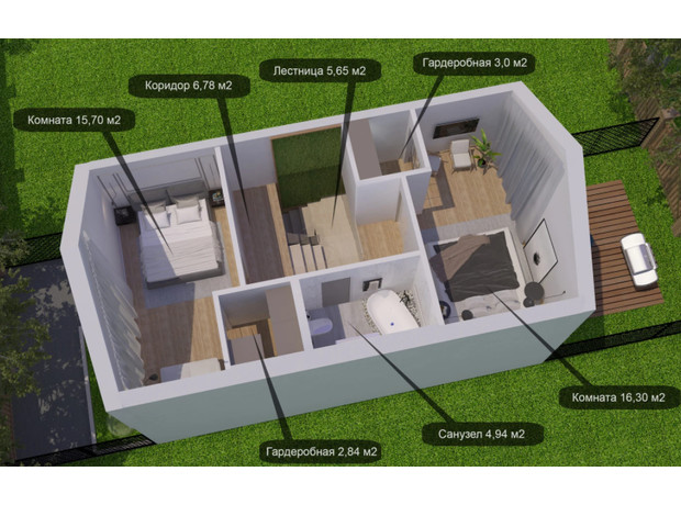 Таунхаус Admiral: планування 3-кімнатної квартири 114 м²