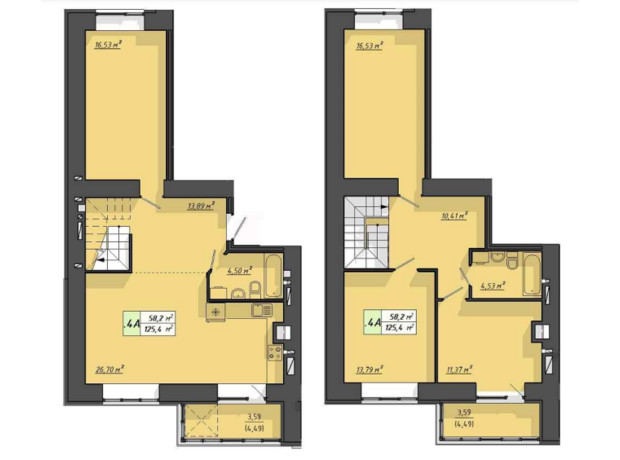 ЖК Львовский: планировка 4-комнатной квартиры 125.4 м²