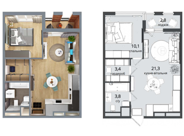 ЖК Art Парк: планировка 1-комнатной квартиры 40 м²