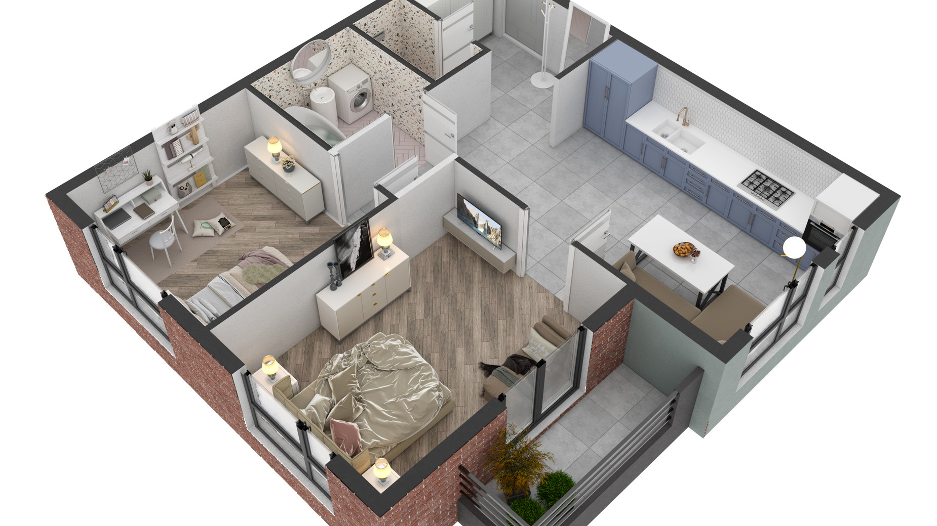 Планування 2-кімнатної квартири в ЖК West Towers 56.81 м², фото 357394