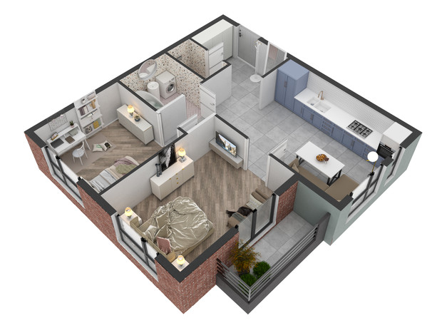 ЖК West Towers: планування 2-кімнатної квартири 56.81 м²