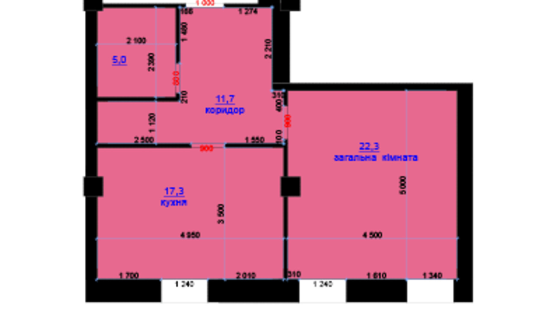 Планировка 1-комнатной квартиры в ЖК Княжий 56.3 м², фото 357611