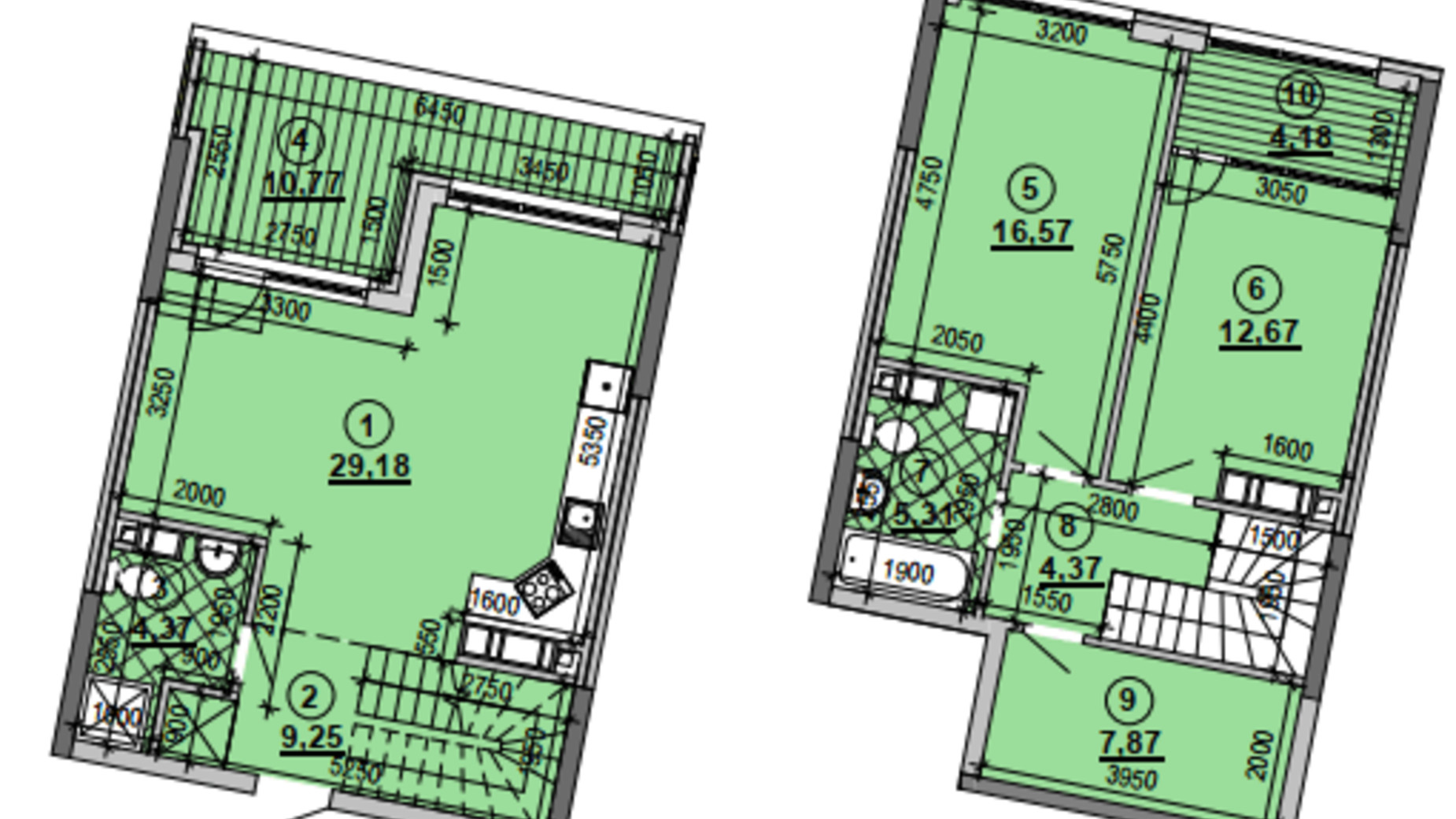 Планировка много­уровневой квартиры в ЖК Great 97 м², фото 357754