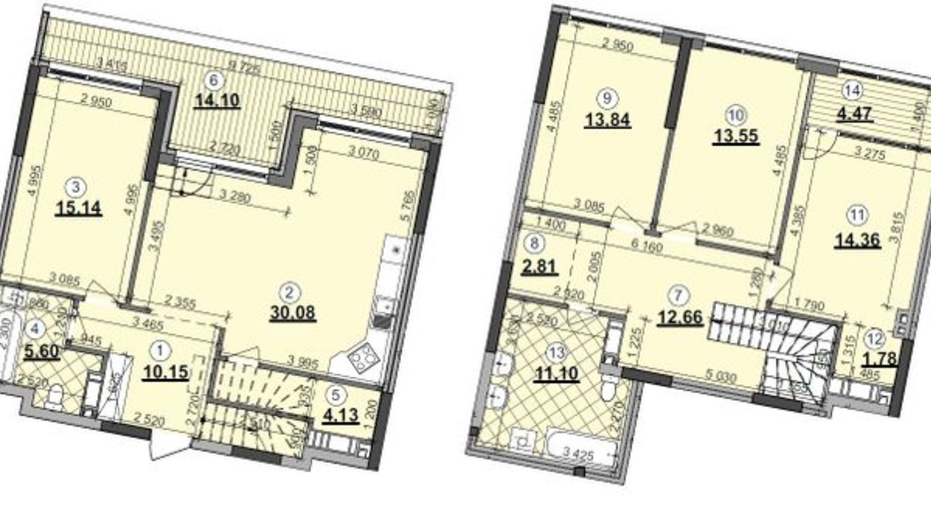 Планування багато­рівневої квартири в ЖК Great 143.9 м², фото 357765