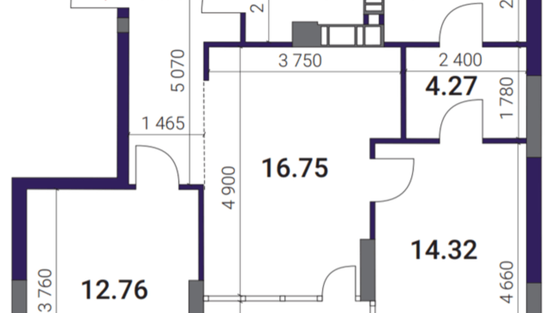 Планировка 2-комнатной квартиры в ЖК Great 74.21 м², фото 357853