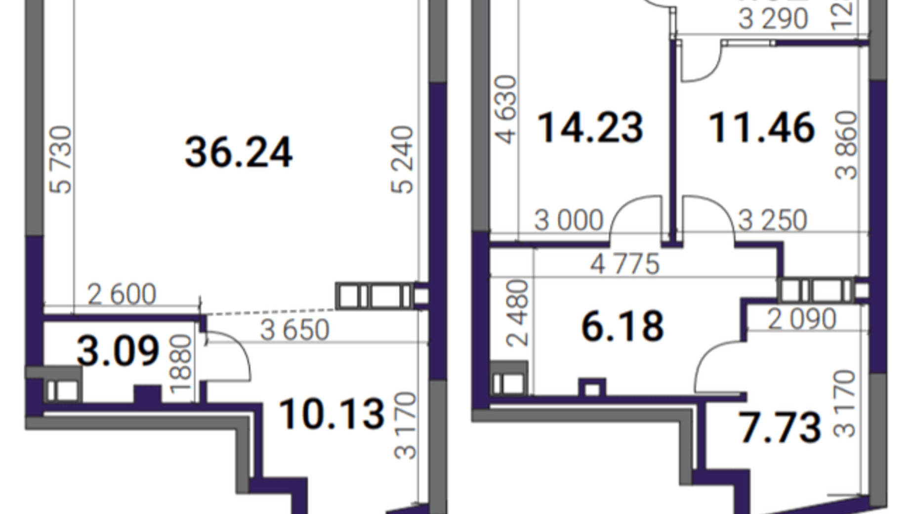 Планировка много­уровневой квартиры в ЖК Great 93.68 м², фото 357855