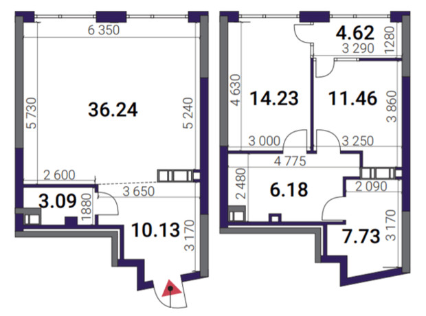 ЖК Great: планировка 2-комнатной квартиры 93.68 м²