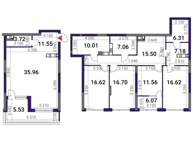 ЖК Great: планировка 4-комнатной квартиры 169.39 м²