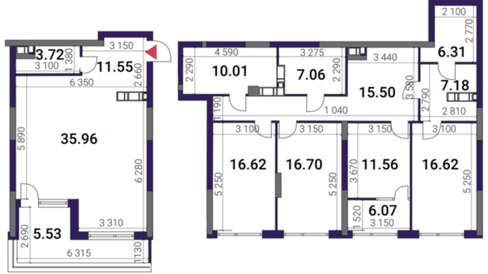 Планировка много­уровневой квартиры в ЖК Great 169.39 м², фото 357886