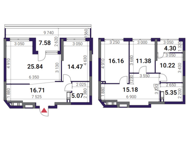 ЖК Great: планировка 4-комнатной квартиры 132.26 м²