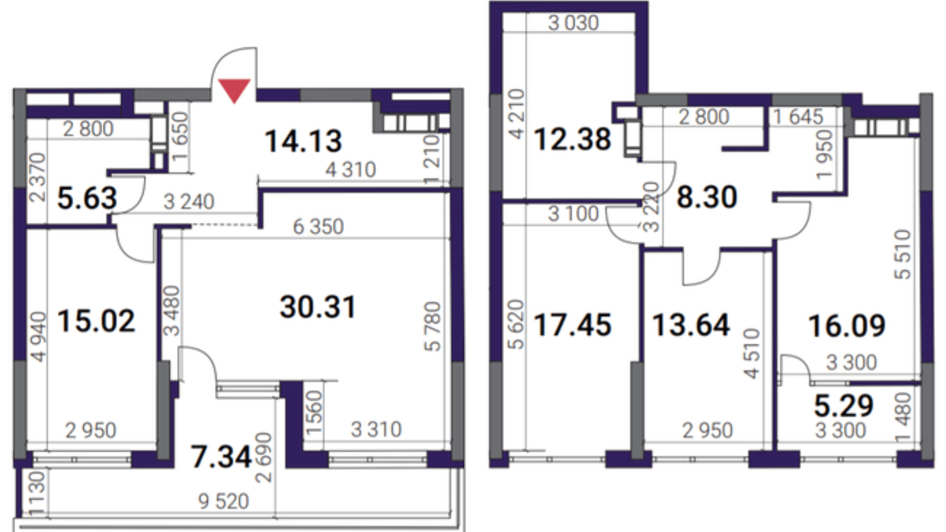 Планування багато­рівневої квартири в ЖК Great 145.58 м², фото 357889