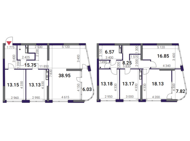 ЖК Great: планировка 6-комнатной квартиры 176.23 м²