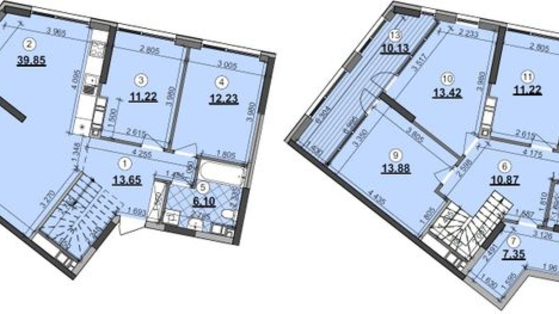 Планировка много­уровневой квартиры в ЖК Great 169.7 м², фото 357894