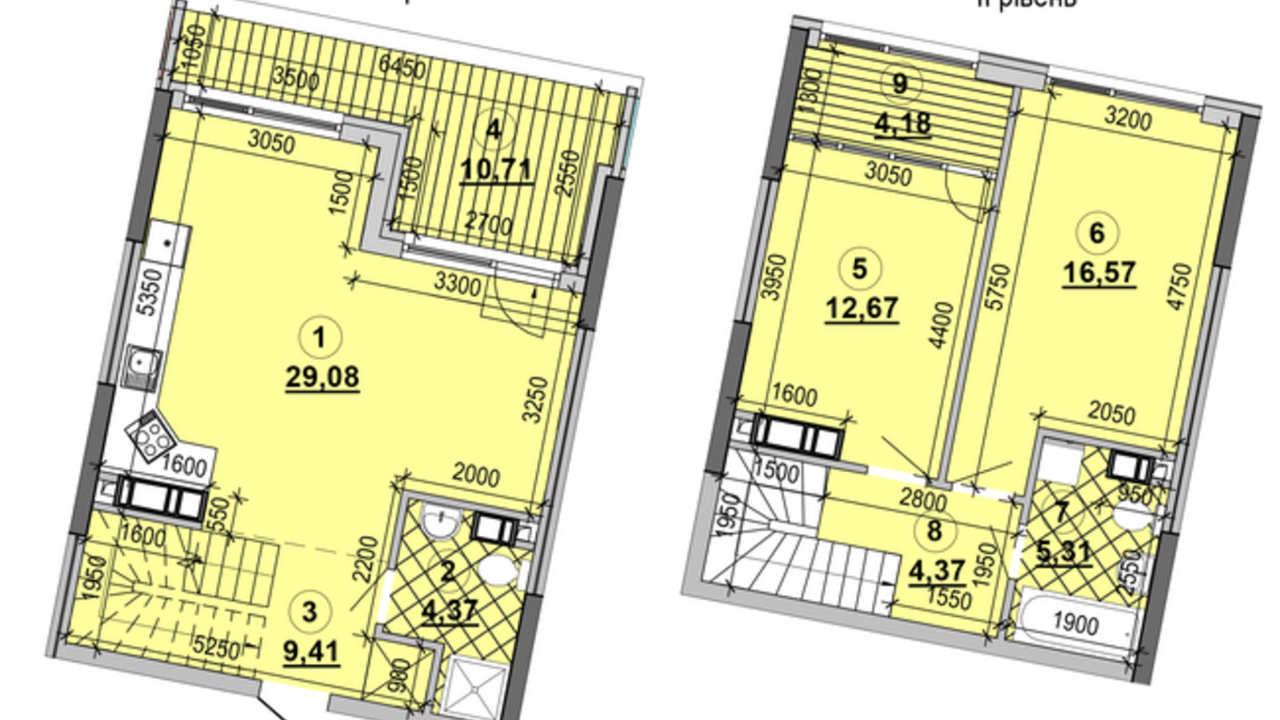 Планировка много­уровневой квартиры в ЖК Great 89.17 м², фото 357904