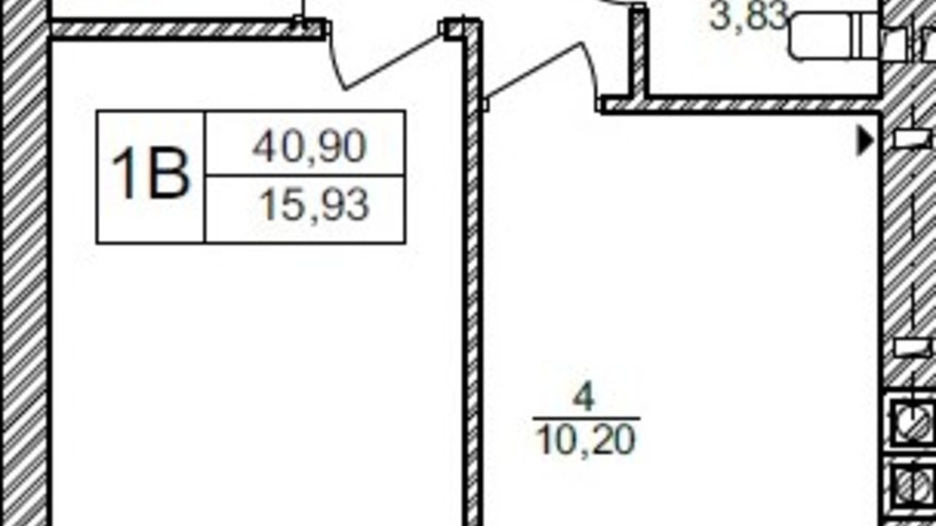 Планування 1-кімнатної квартири в ЖК Синергія Сіті 41 м², фото 357950