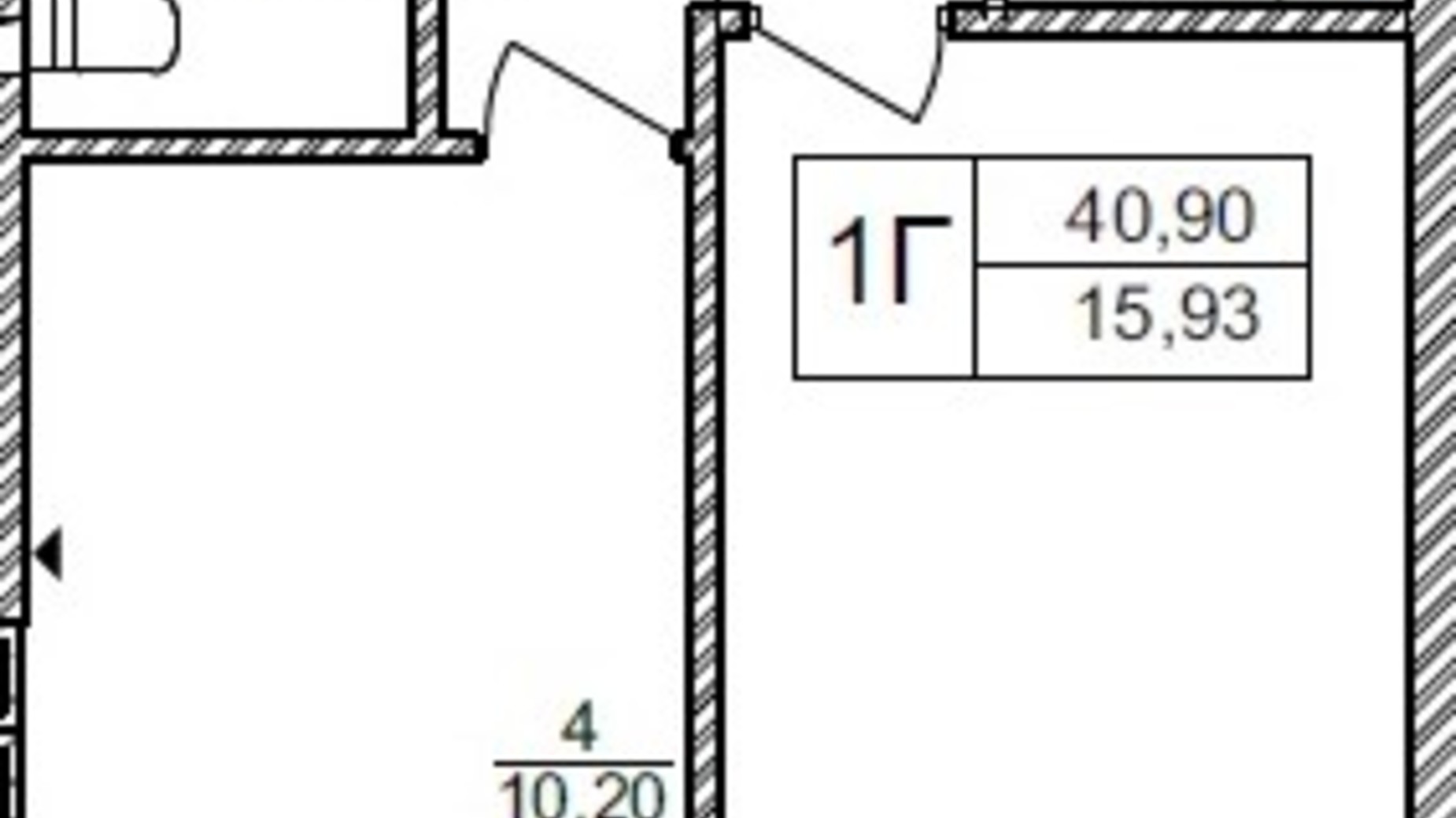 Планировка 1-комнатной квартиры в ЖК Синергия Сити (Kvartal Group) 42 м², фото 357952