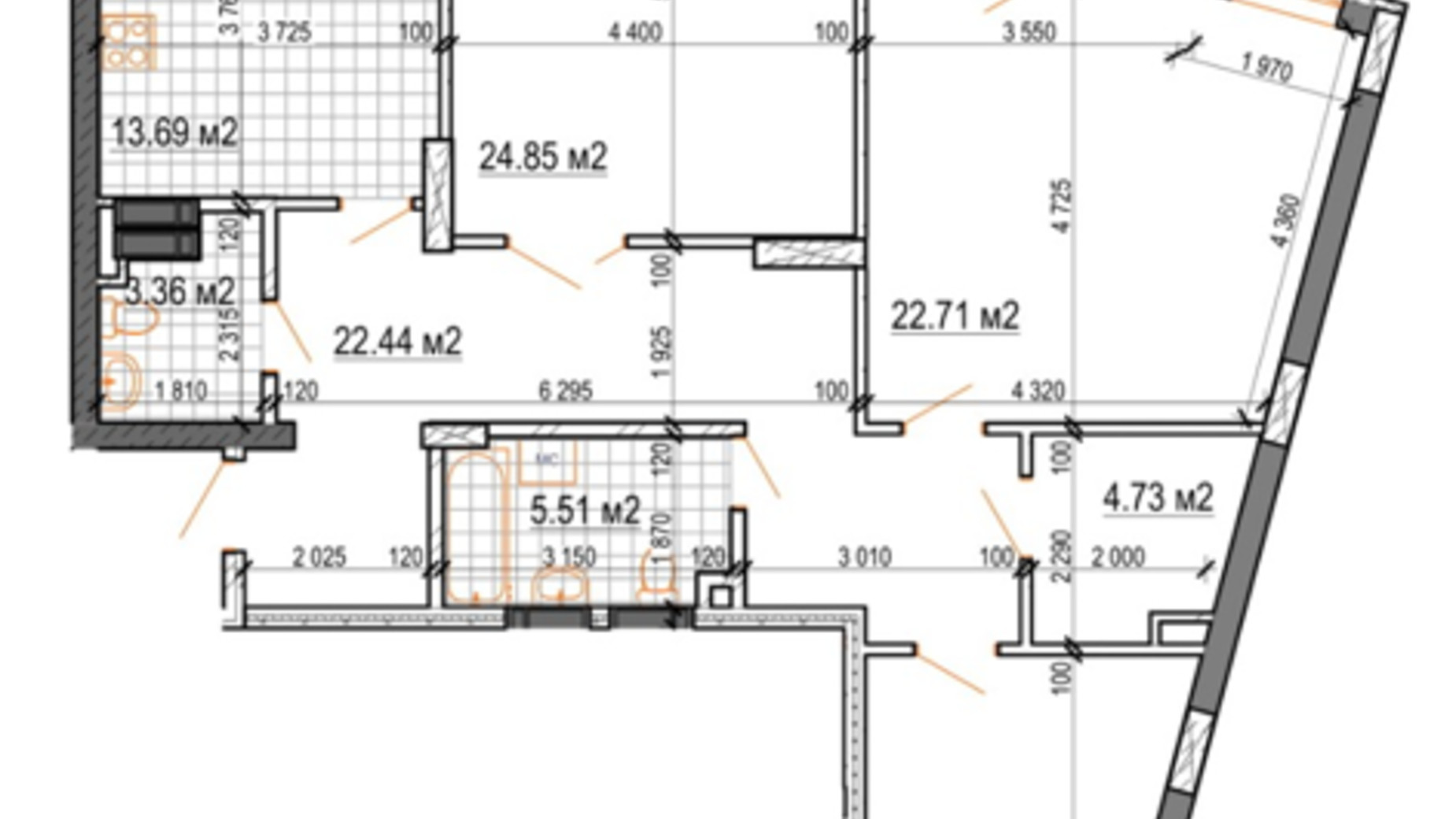 Планировка 3-комнатной квартиры в ЖК Вернисаж 114.5 м², фото 358211