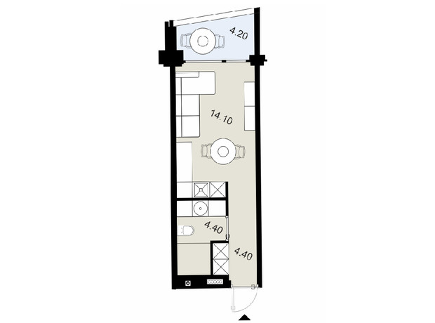 Апарт-комплекс Primorsky Residence: планировка 1-комнатной квартиры 28 м²