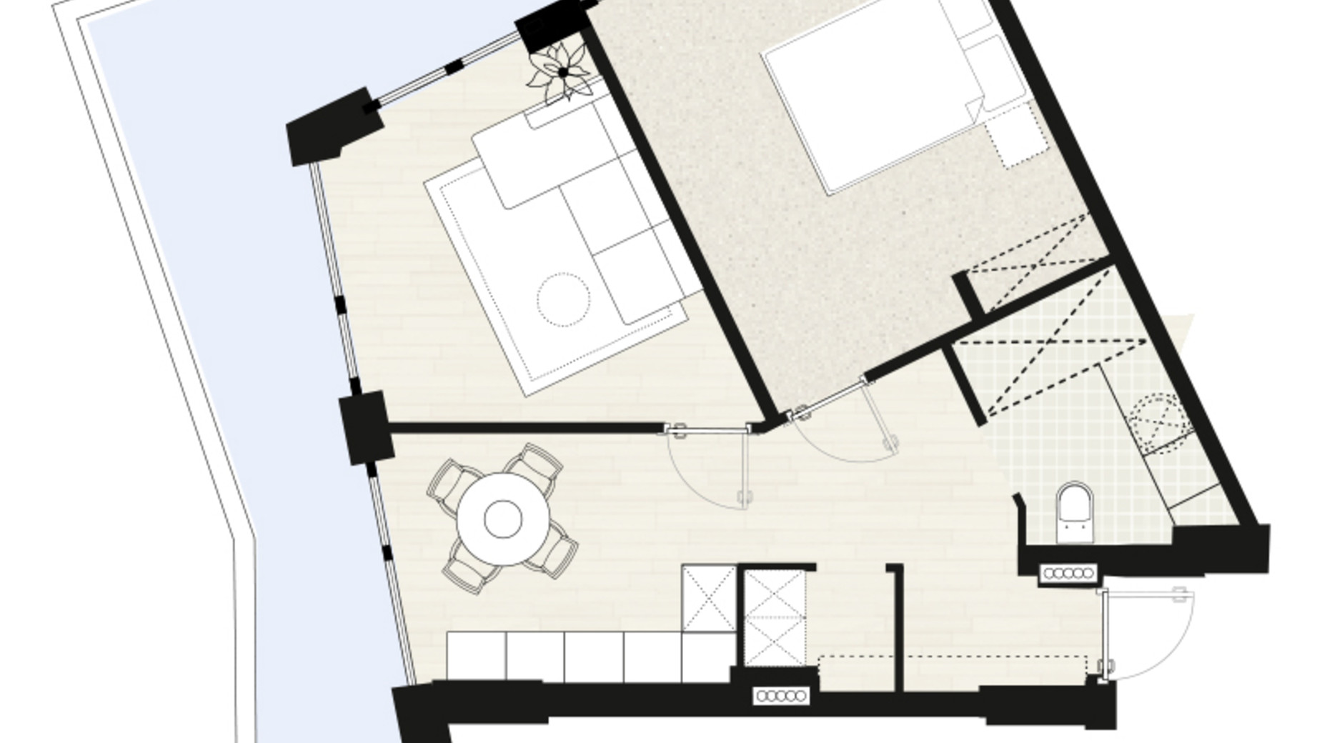 Планування 1-кімнатної квартири в Апарт-комплекс Primorsky Residence 36.9 м², фото 358248
