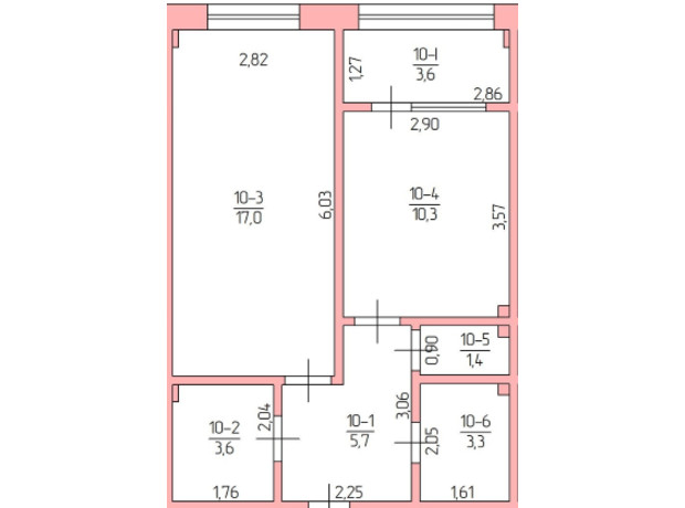 ЖК The Loft: планировка 1-комнатной квартиры 44.9 м²