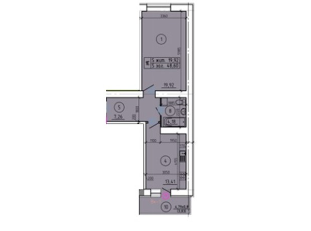 ЖК Еспланада: планування 1-кімнатної квартири 50.53 м²