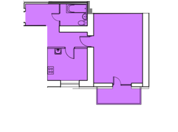 ЖК Эспланада: планировка 1-комнатной квартиры 48.3 м²