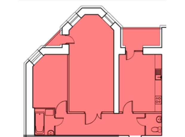 ЖК Эспланада: планировка 2-комнатной квартиры 66.8 м²