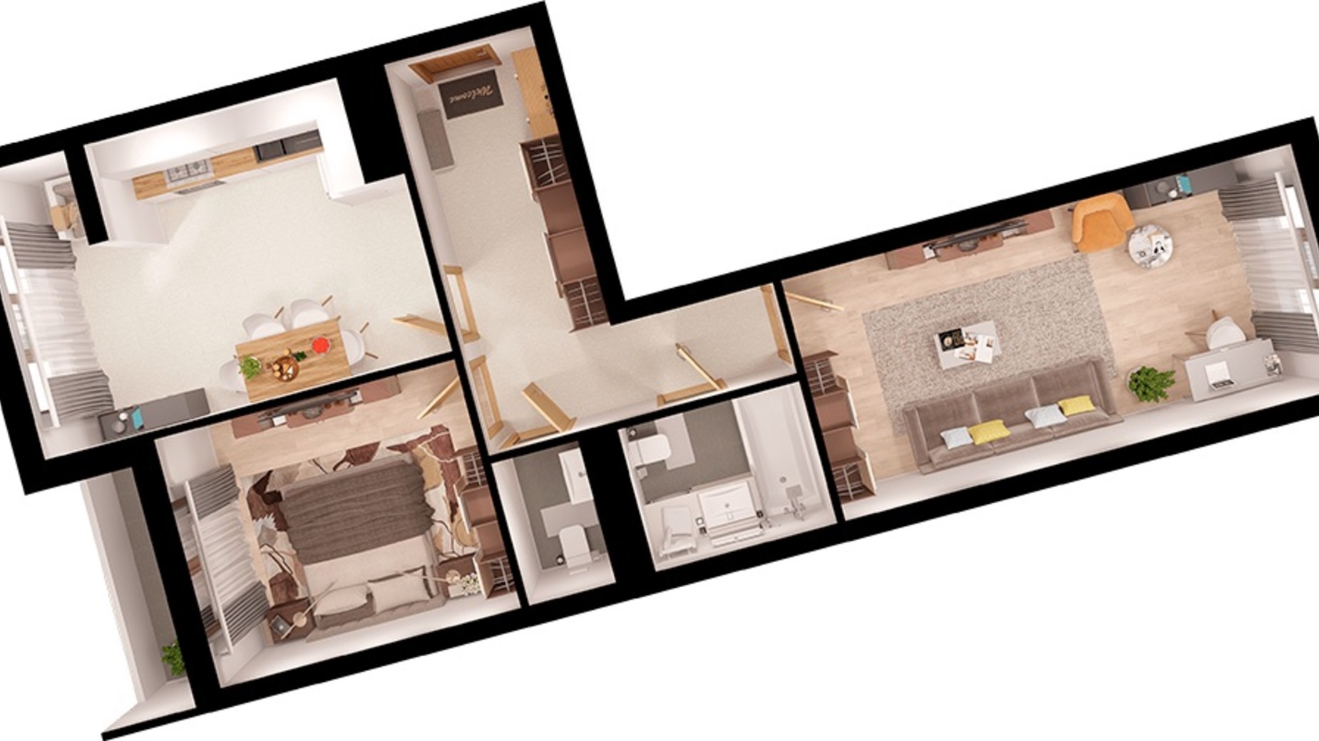 Планування 2-кімнатної квартири в ЖК Paradise Avenue 66.3 м², фото 358510