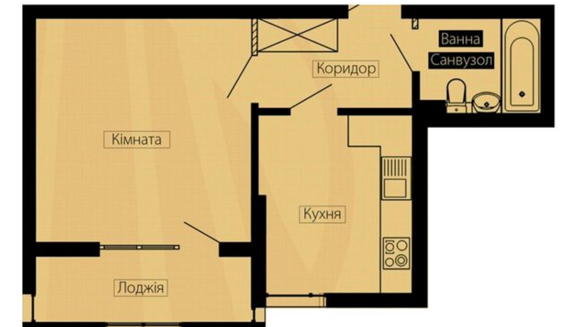 Планировка 1-комнатной квартиры в ЖК Сrystal River 40.49 м², фото 359139