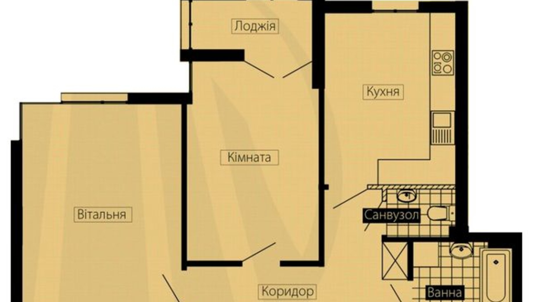 Планування 2-кімнатної квартири в ЖК Сrystal River 63.79 м², фото 359141