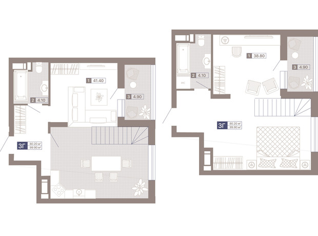 ЖК Лукьяновский каскад: планировка 3-комнатной квартиры 99.9 м²