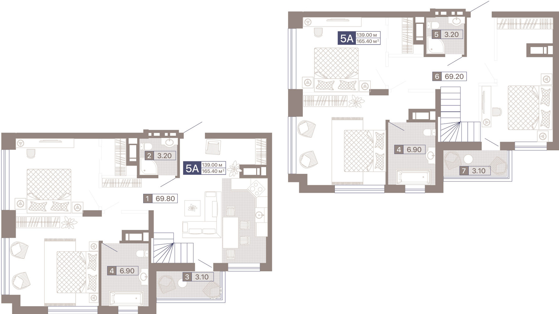 Планування багато­рівневої квартири в ЖК Лук’янівський каскад 166.4 м², фото 359291