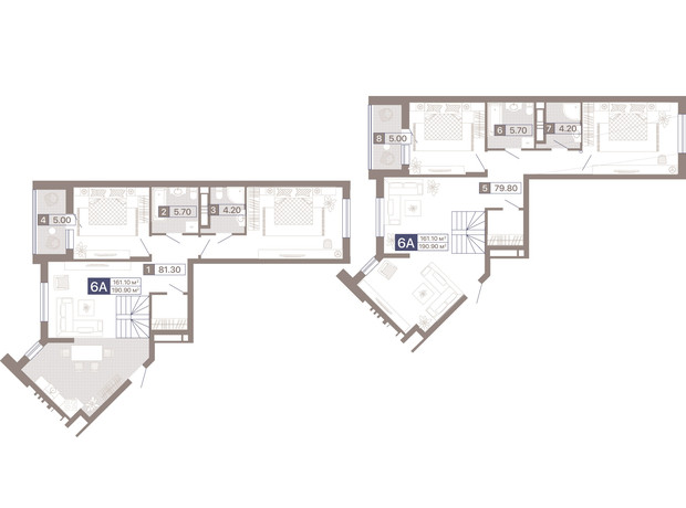 ЖК Лукьяновский каскад: планировка 7-комнатной квартиры 190.9 м²