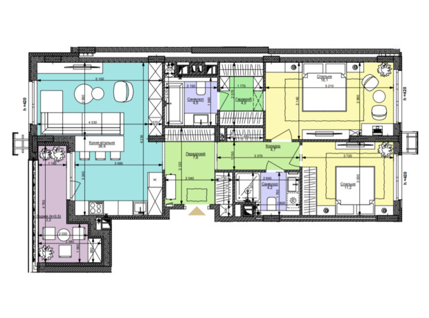 ЖК Файна Таун: планування 2-кімнатної квартири 81.6 м²