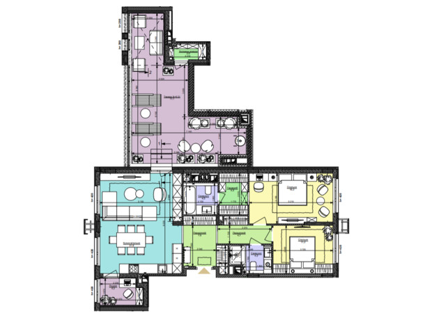 ЖК Файна Таун: планировка 2-комнатной квартиры 101.8 м²