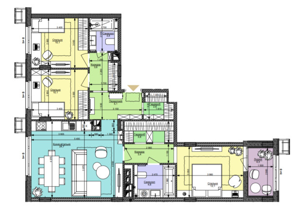 ЖК Файна Таун: планировка 3-комнатной квартиры 88 м²